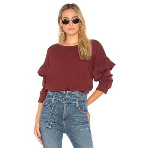 NWT Current/Elliott The Ruffle sweatshirt Cabernet